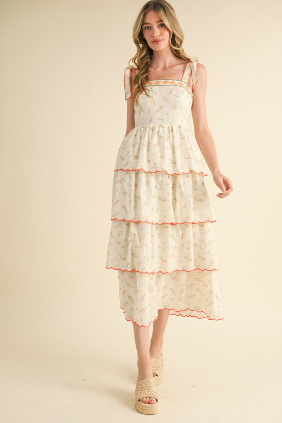 Daisy Mae Scalloped Tiered Maxi Dress