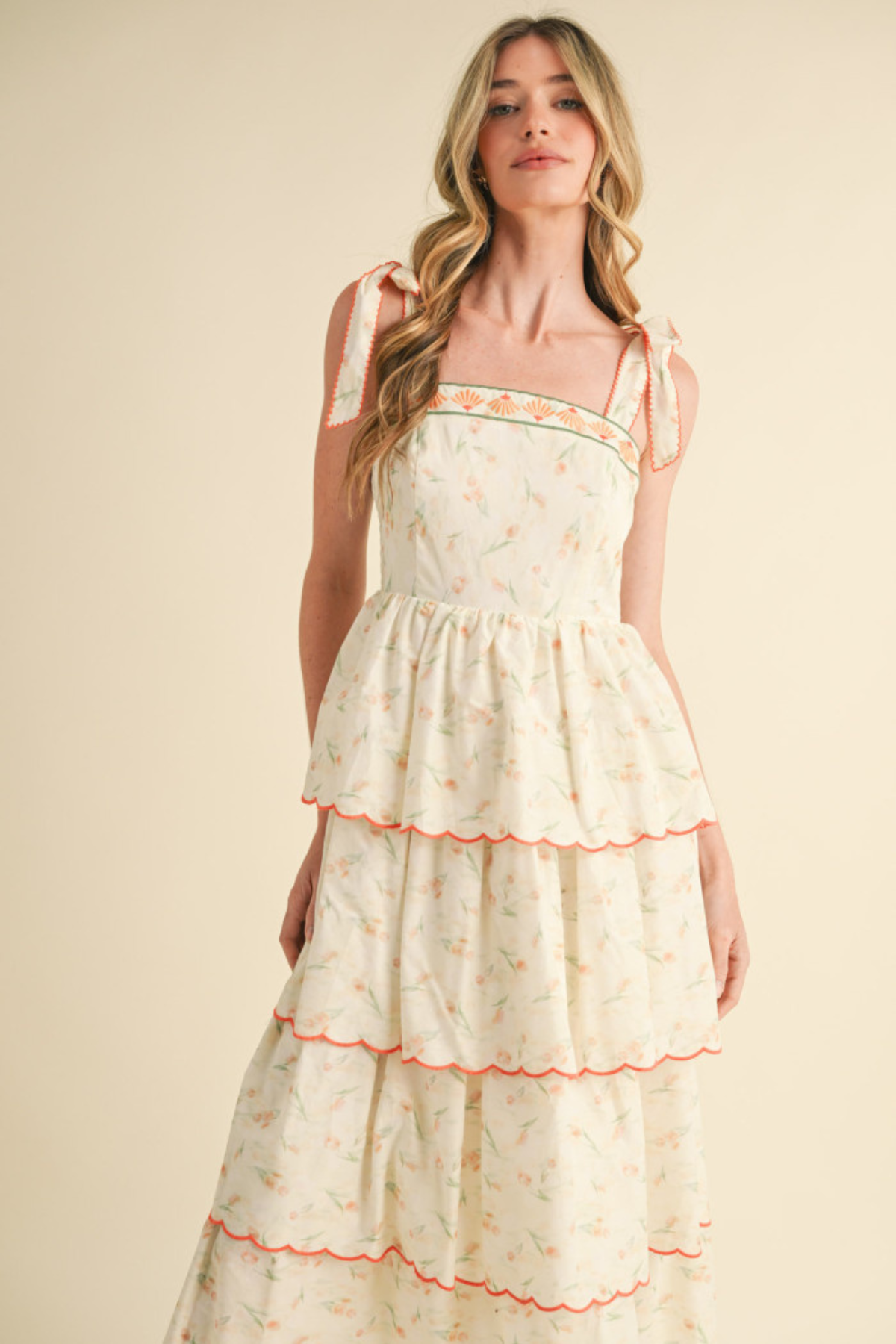 Daisy Mae Scalloped Tiered Maxi Dress
