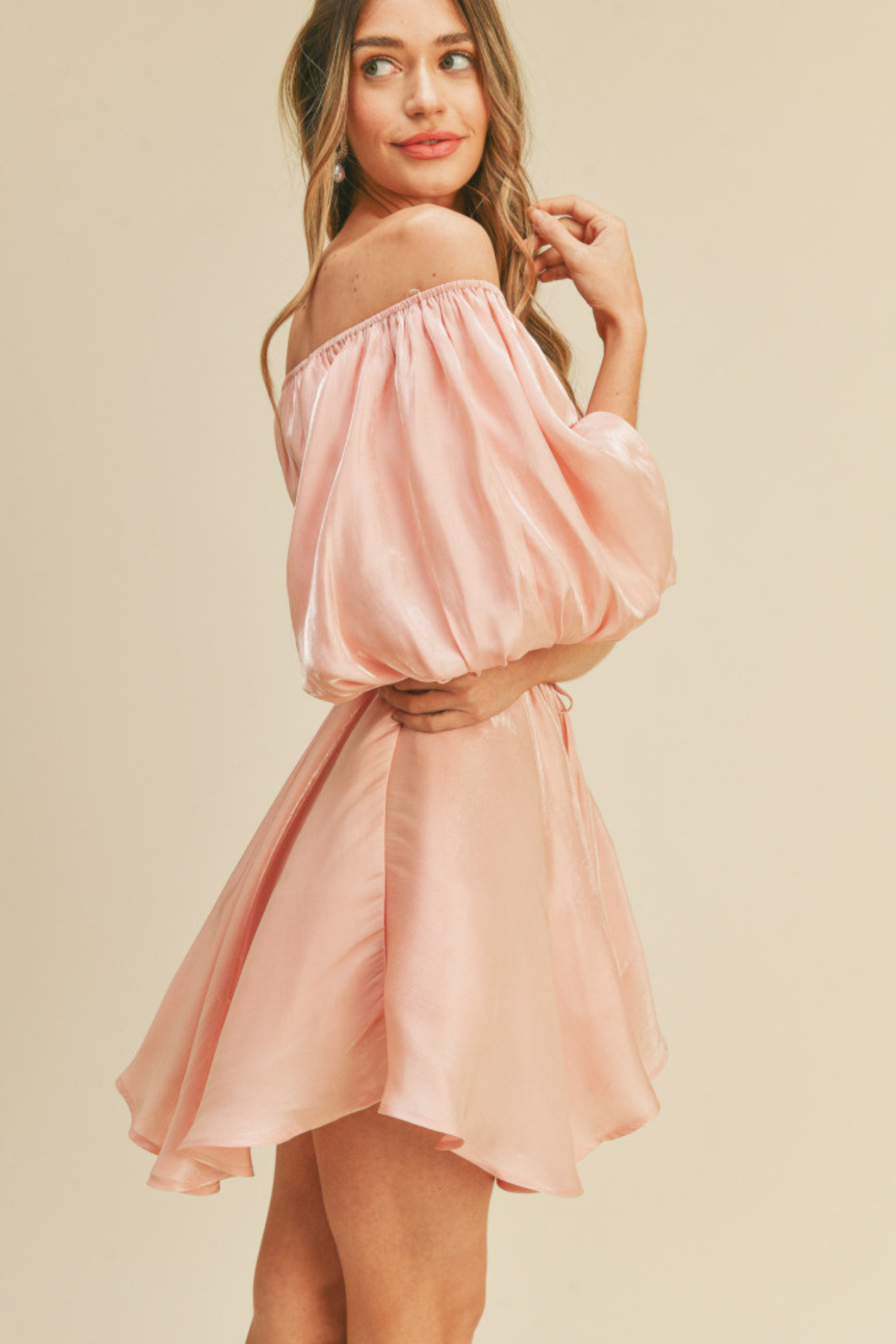 Elodie Pink Puff Sleeve Dress