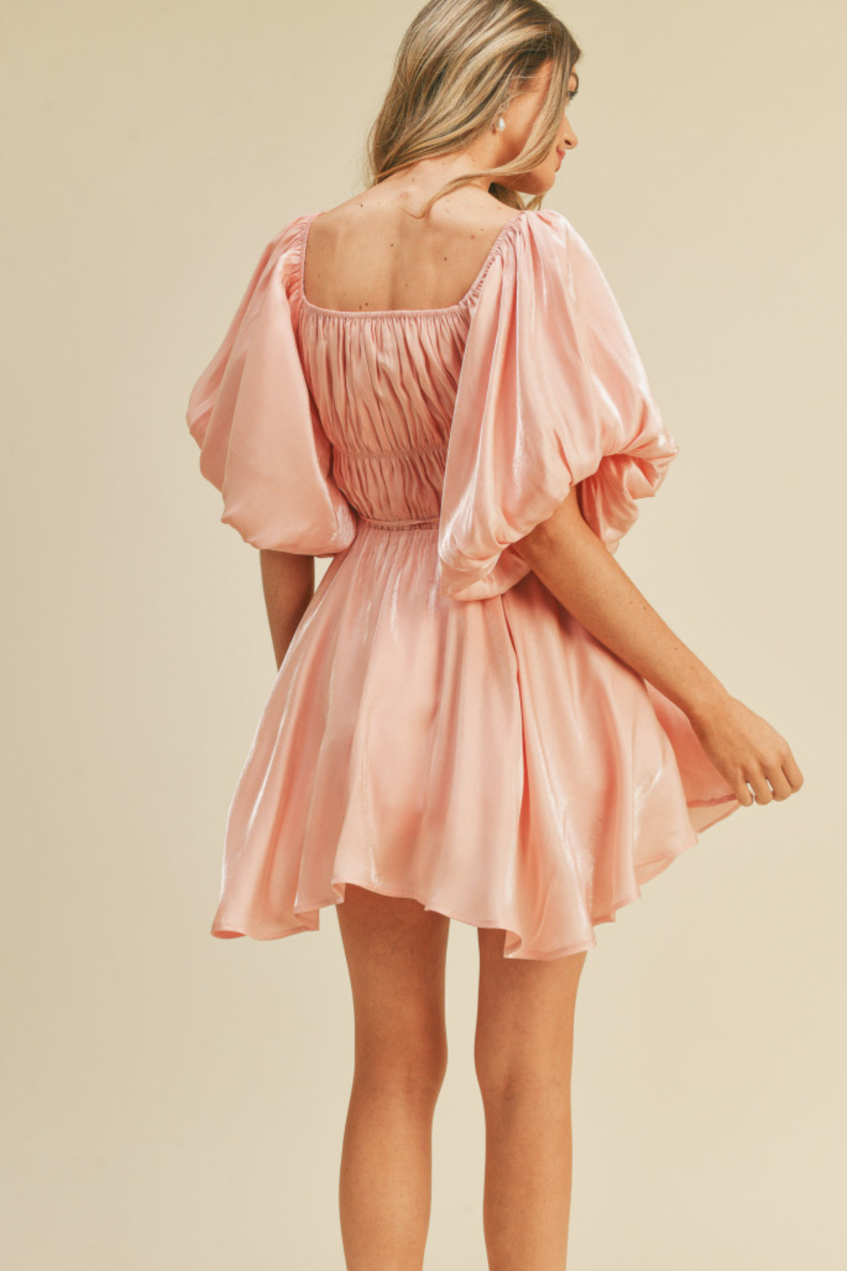Elodie Pink Puff Sleeve Dress
