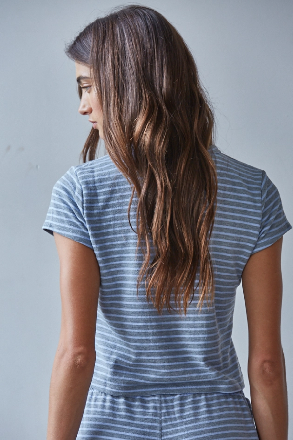 Knit Cotton Striped Short Sleeve Set