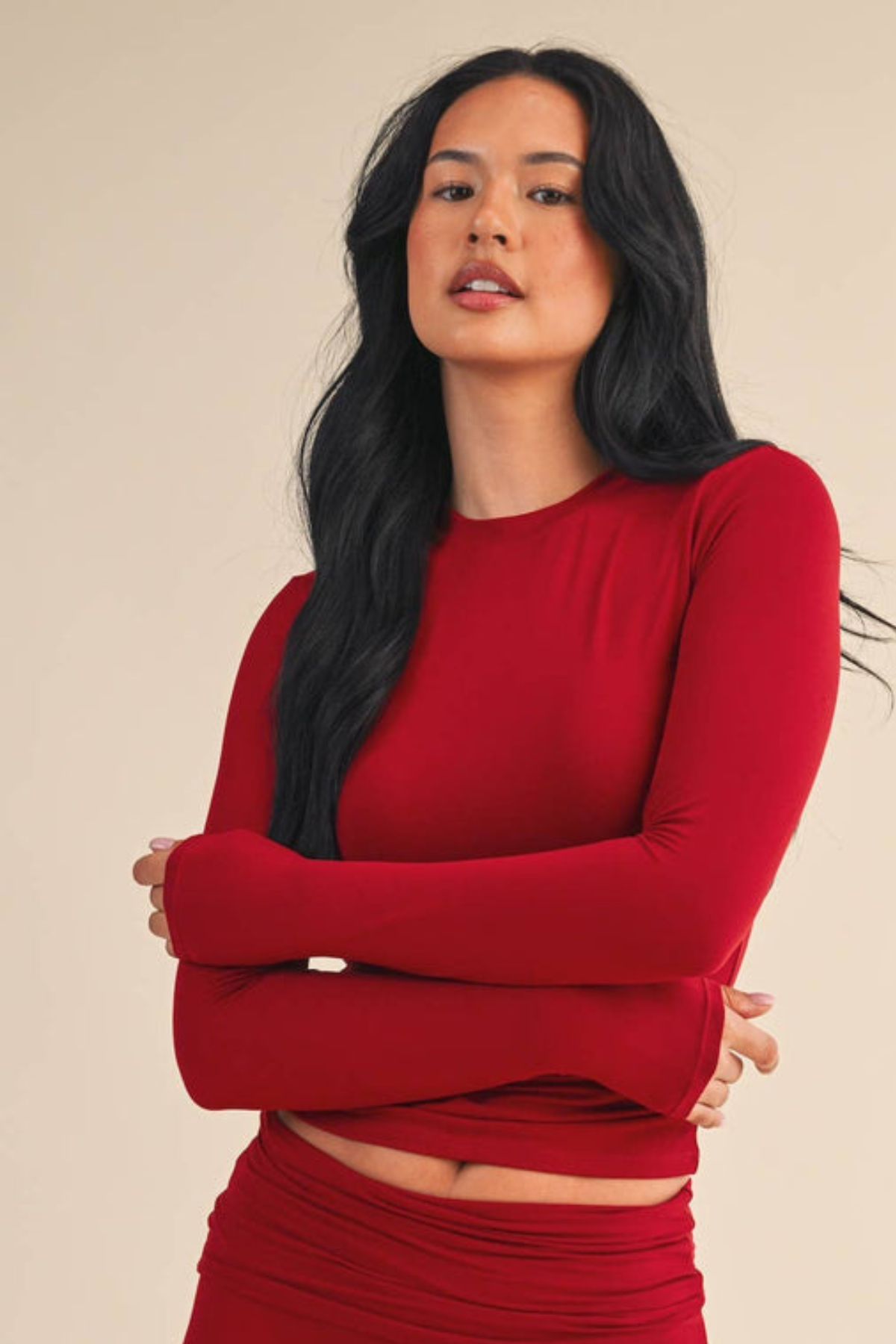 Soft Knit Cherry Jersey Long Sleeve Tee