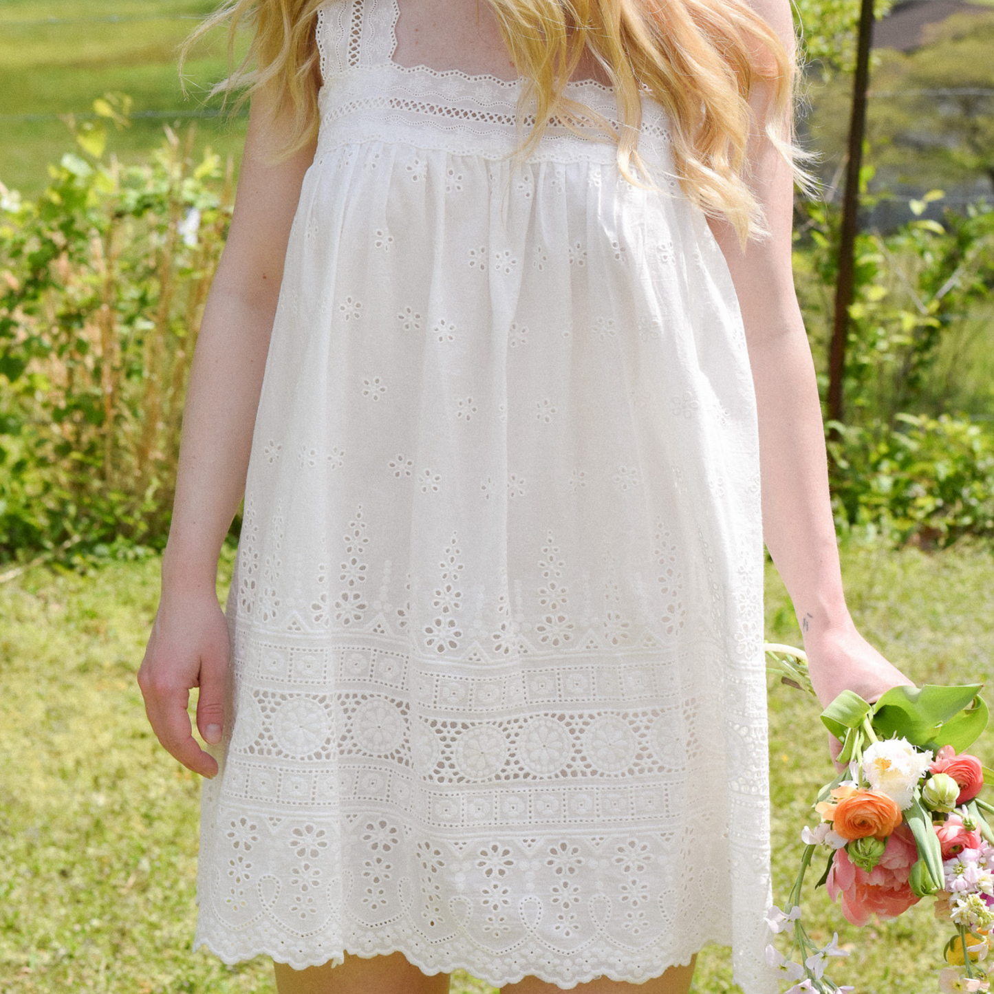 Sutton White Embroidered Mini Dress