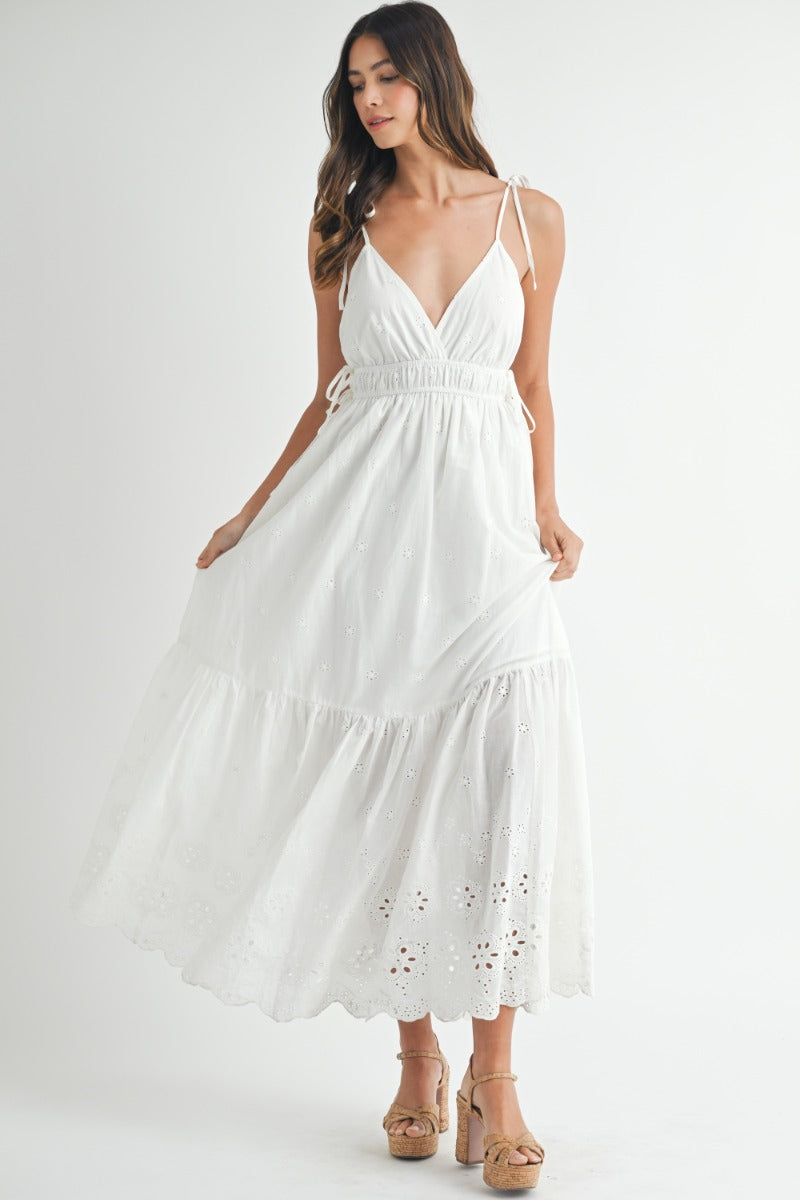 Isla Sleeveless Embroidered White Dress