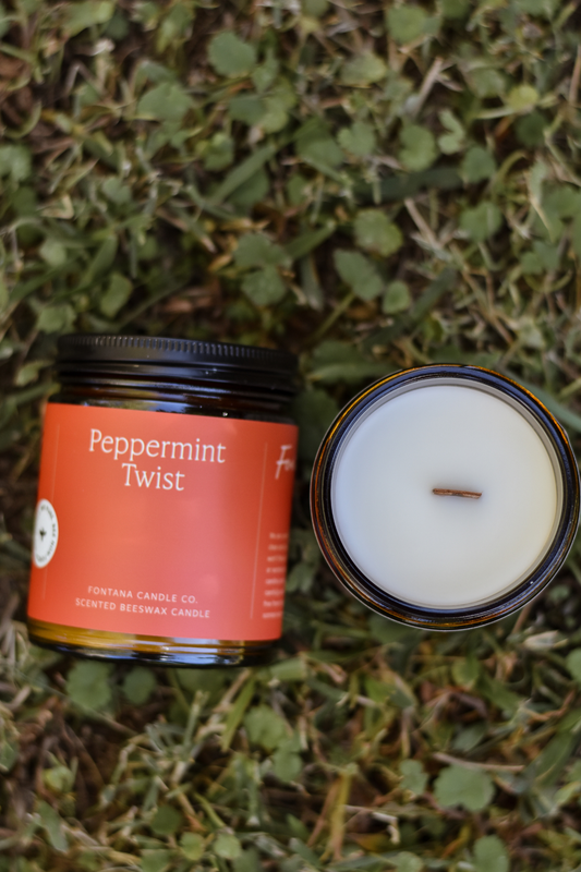 Peppermint Twist Essential Oil Beeswax Non Toxic Candle