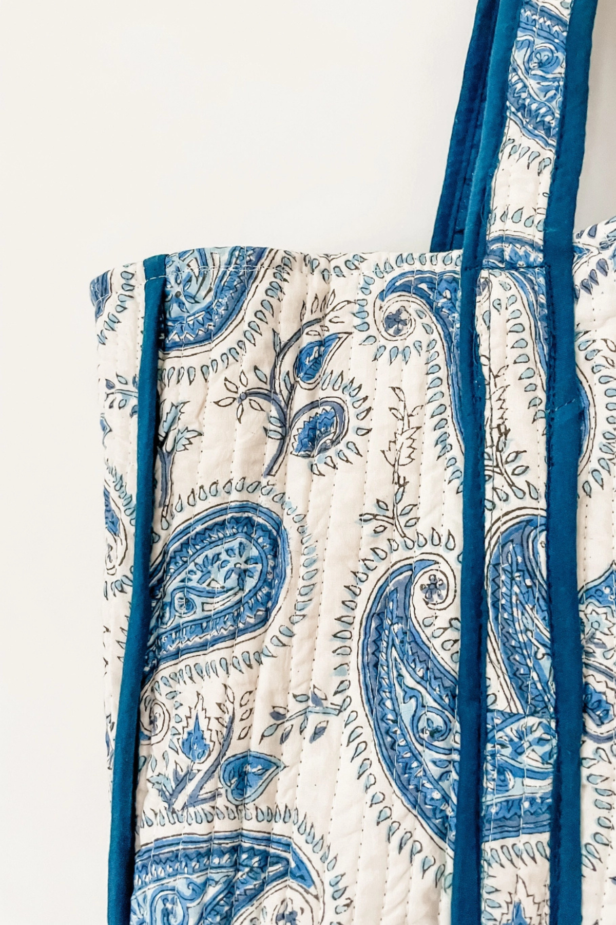 Blue Paisley Block Print Tote Bag