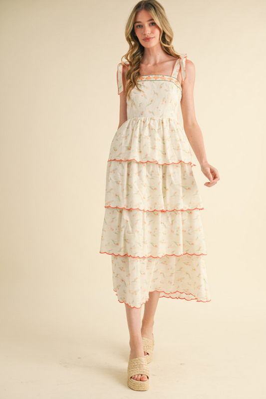 Daisy Mae Scalloped Tiered Maxi Dress
