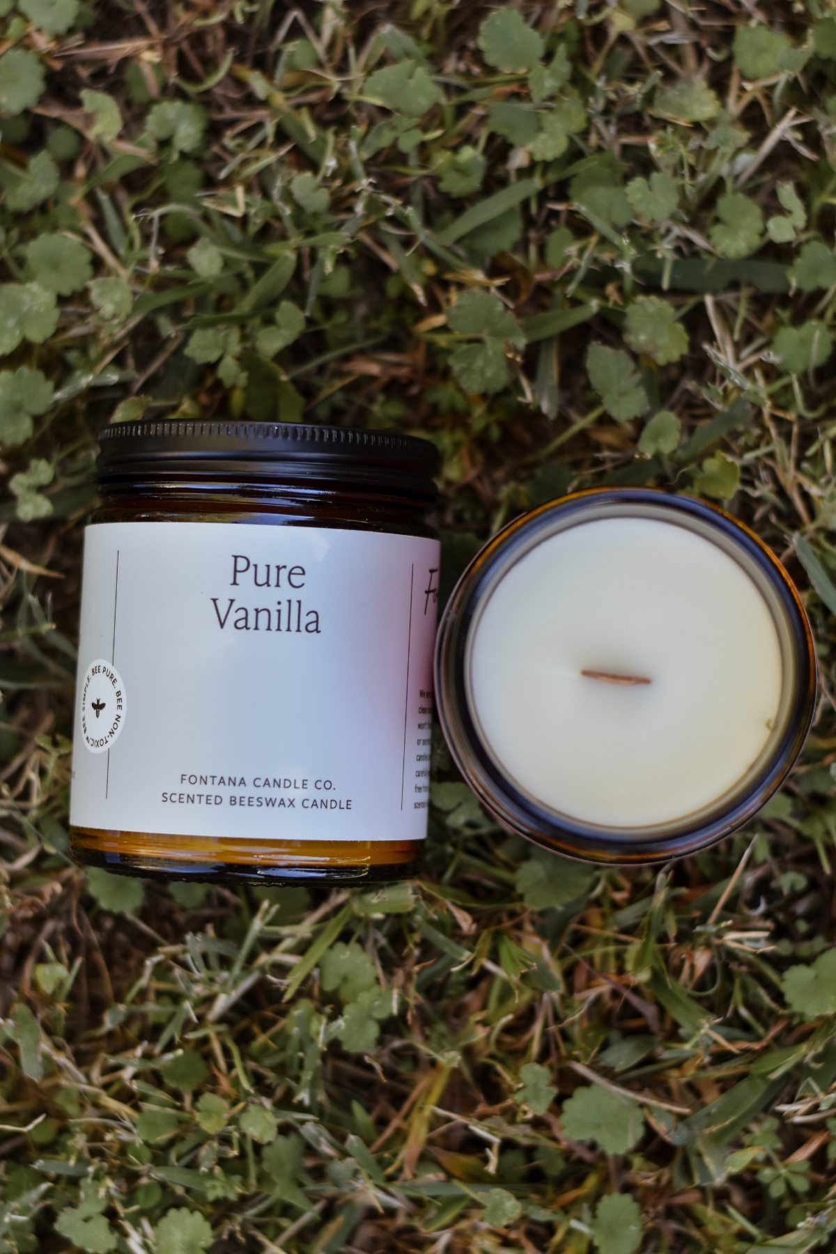 Pure Vanilla Essential Oil Beeswax Jar Candle: Non-Toxic