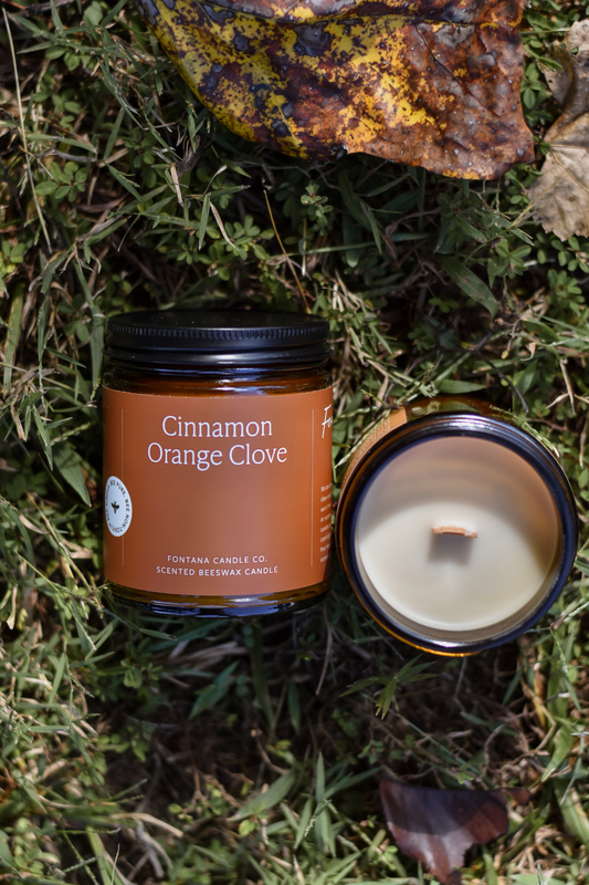 Cinnamon Orange Clove Beeswax & Essential Oil Non Toxic Candle