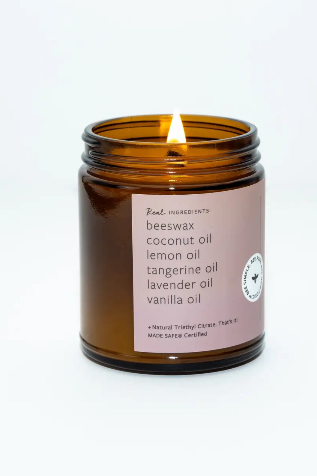 Lavender Vanilla Tangerine  Essential Oil Beeswax Non Toxic Candle