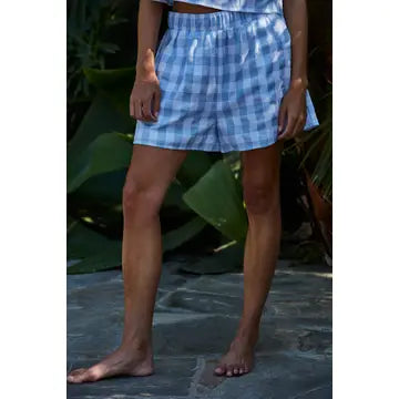 Blue Daisy Gingham Shorts