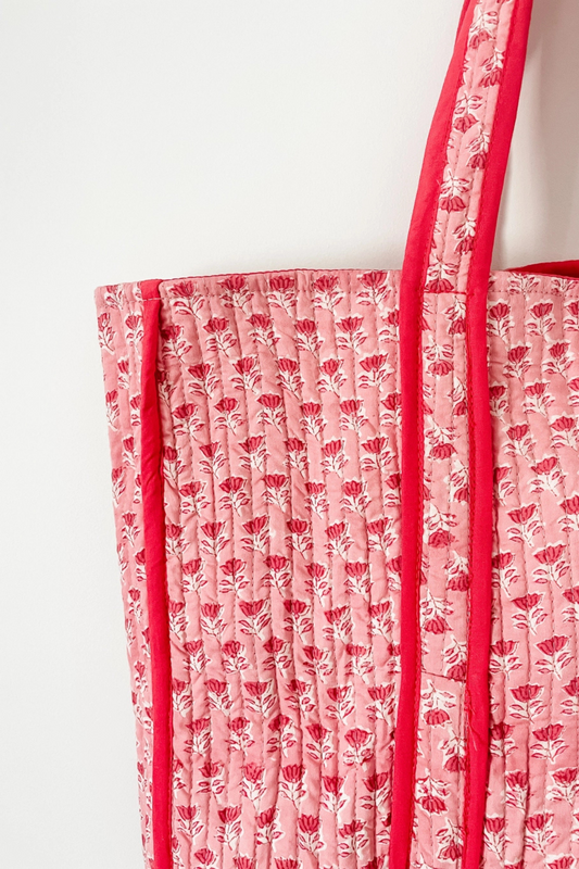 Poppy Block Print Tote Bag