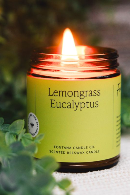 Lemongrass Eucalyptus Essential Oil  Beeswax Non Toxic Candle