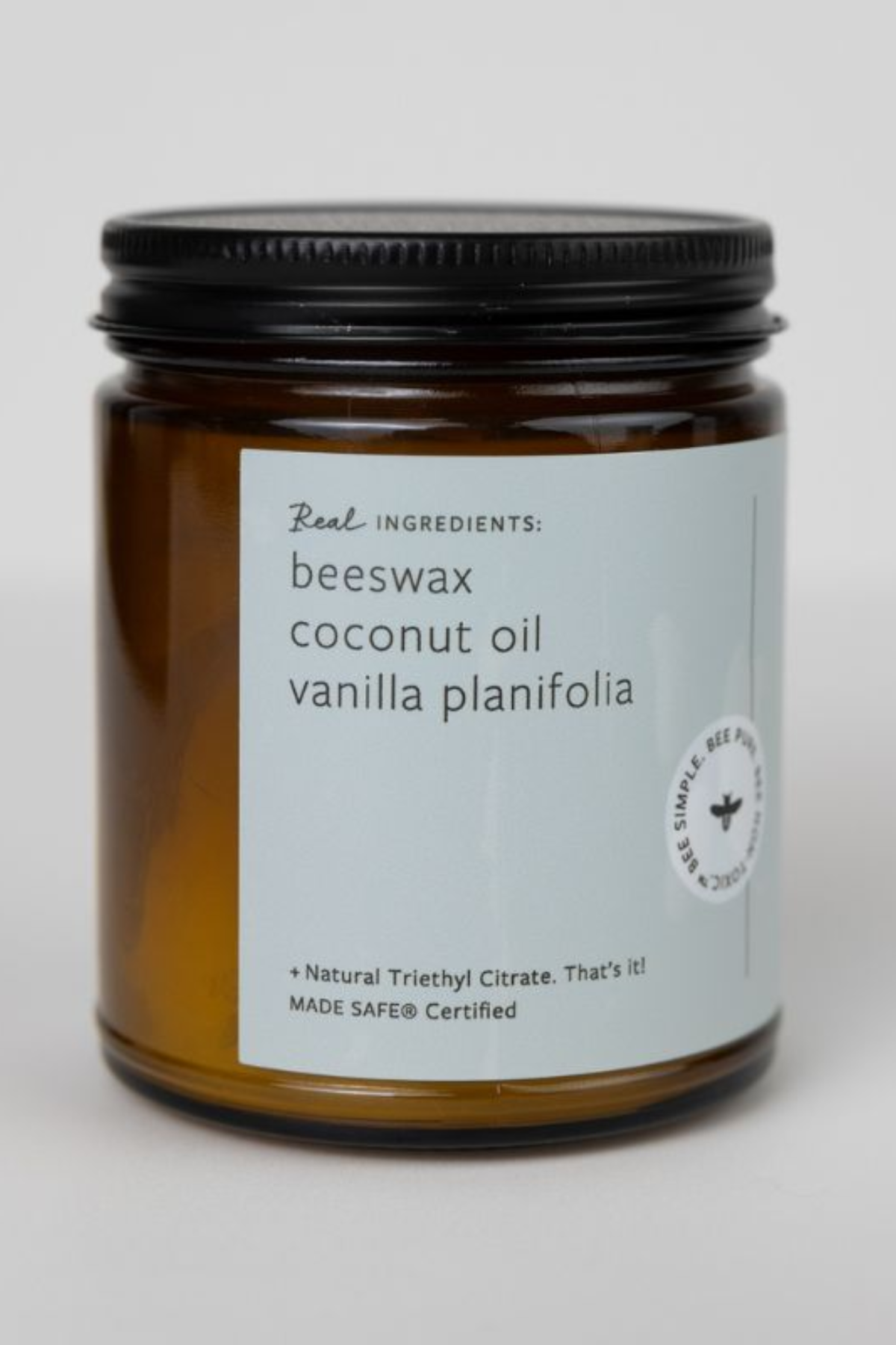 Pure Vanilla Essential Oil Beeswax Jar Candle: Non-Toxic