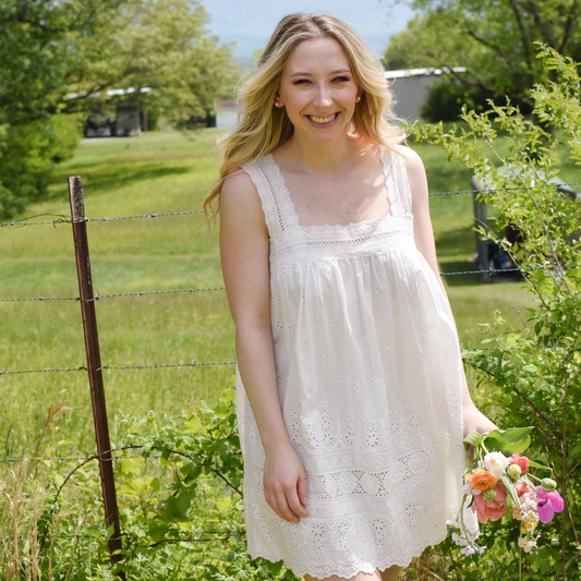 Sutton White Embroidered Mini Dress