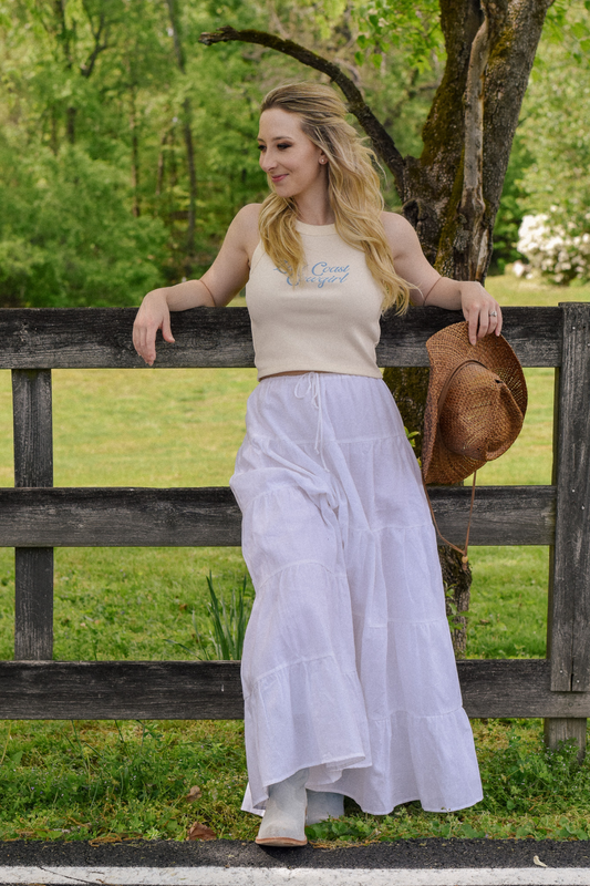 Fleur White Tiered Maxi Skirt