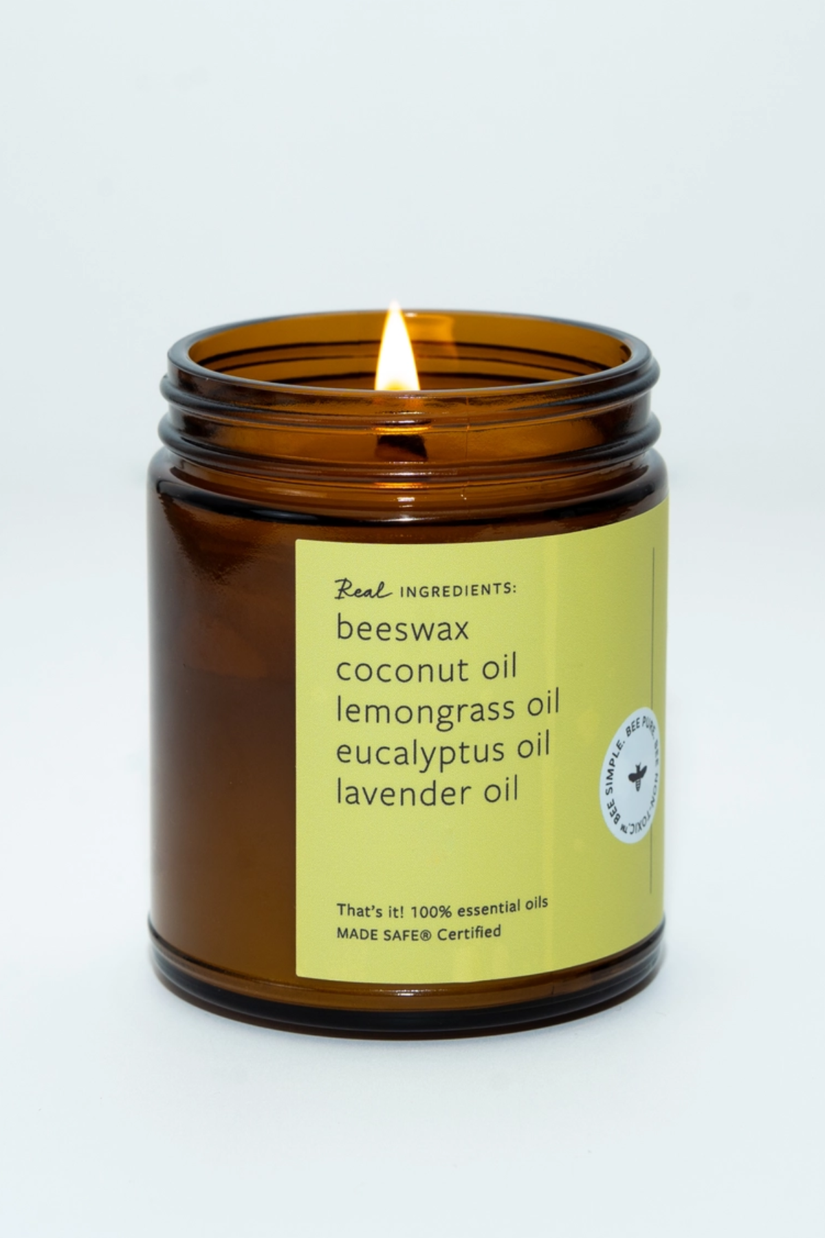 Lemongrass Eucalyptus Essential Oil  Beeswax Non Toxic Candle