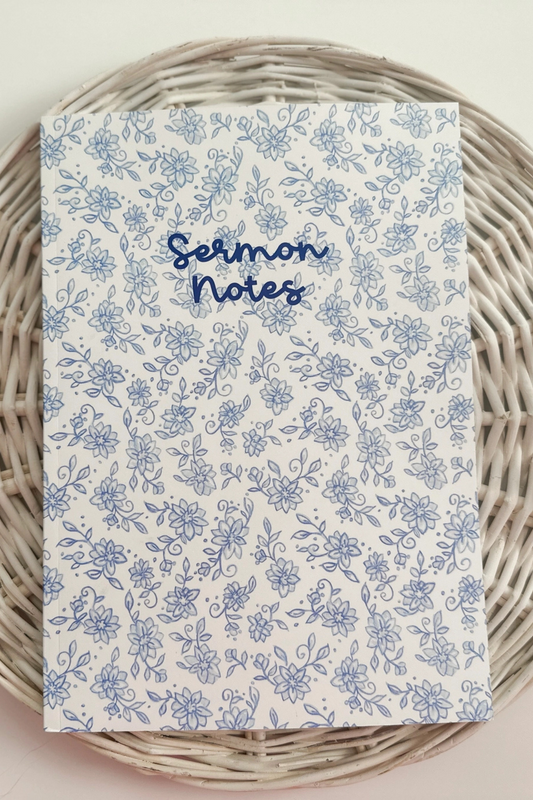 Blue Floral Sermon Notebook