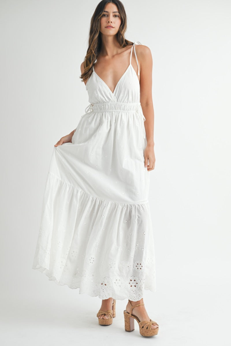 Isla Sleeveless Embroidered White Dress